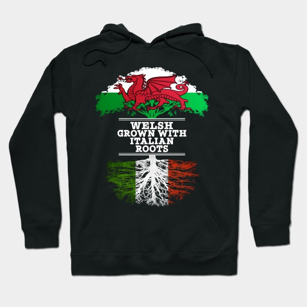 Welsh Grown With Italian Roots - Gift for Italian With Roots From Italy Hoodie by Country Flags
